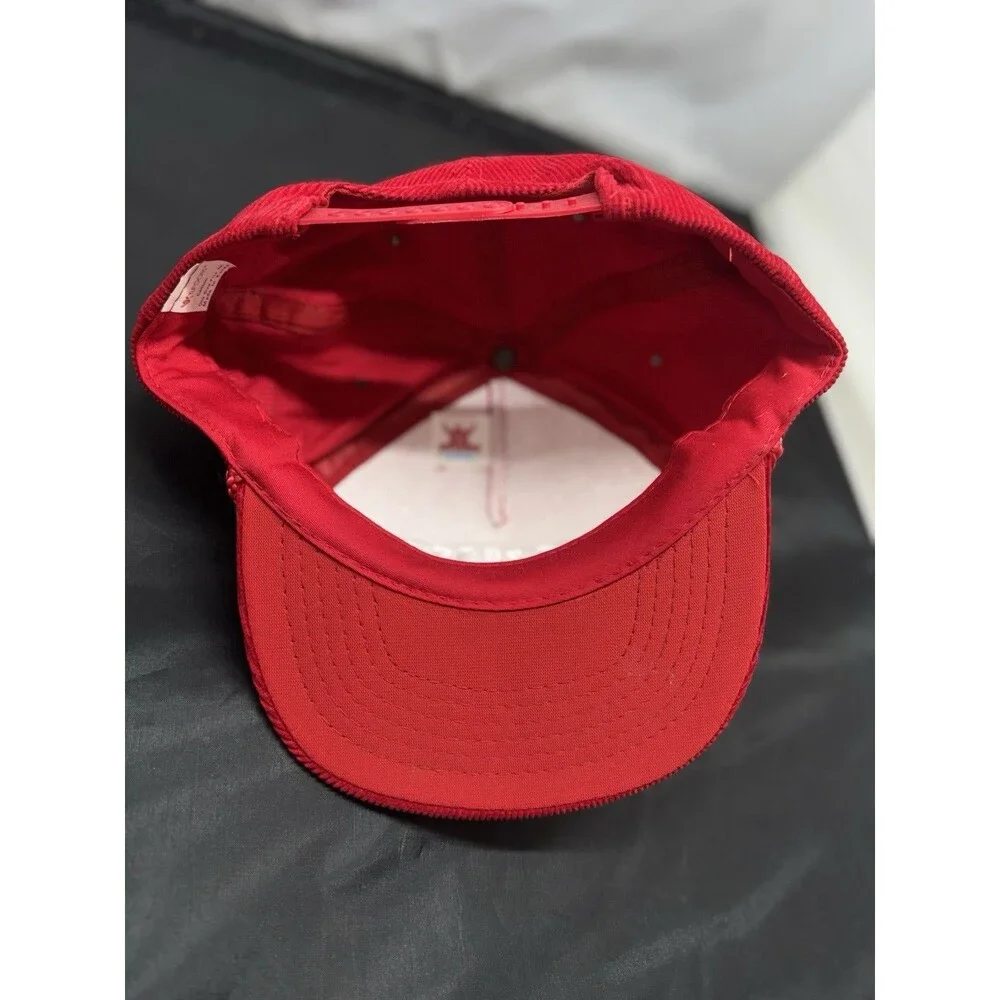 Vintage Toro Red Corduroy Adjustable Strapback Hat Cap Landscaping Yard Work